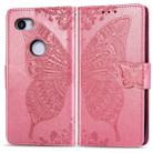 Butterfly Love Flowers Embossing Horizontal Flip Leather Case for Google Pixel 3A XL, with Holder & Card Slots & Wallet & Lanyard(Pink) - 1