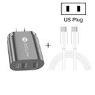 002 40W PD3.0 Dual Port USB-C / Type-C Charger with Type-C to Type-C  Data Cable, US Plug(White) - 3