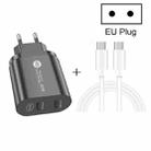 002 40W PD3.0 Dual Port USB-C / Type-C Charger with Type-C to Type-C Data Cable, EU Plug(Black) - 3