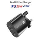 002 40W PD3.0 Dual Port USB-C / Type-C Charger with Type-C to Type-C Data Cable, UK Plug(Black) - 2