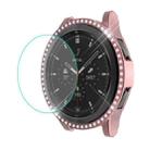 For Samsung Galaxy Watch4 Classic 42mm ENKAY Hat-Prince 2 in 1 Full Coverage Electroplated PC Case with Decorative Diamond + Tempered Glass Protector(Pink) - 1