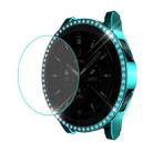 For Samsung Galaxy Watch4 Classic 42mm ENKAY Hat-Prince 2 in 1 Full Coverage Electroplated PC Case with Decorative Diamond + Tempered Glass Protector(Cyan) - 1