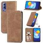 For vivo Y72 5G Retro Skin Feel Magnetic Horizontal Flip Leather Case With Holder & Card Slots & Wallet & Photo Frame(Brown) - 1
