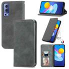 For vivo Y72 5G Retro Skin Feel Magnetic Horizontal Flip Leather Case With Holder & Card Slots & Wallet & Photo Frame(Grey) - 1