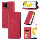 For OPPO Realme C21Y Retro Skin Feel Magnetic Horizontal Flip Leather Case With Holder & Card Slots & Wallet & Photo Frame(Red) - 1