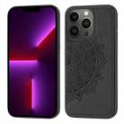 Mandala Embossed Cloth Cover PC + TPU Case with Magnetic Function and Hand Strap For iPhone 13 Pro Max(Black) - 1