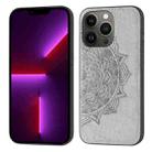 Mandala Embossed Cloth Cover PC + TPU Case with Magnetic Function and Hand Strap For iPhone 13 Pro Max(Grey) - 1