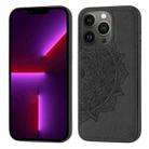Mandala Embossed Cloth Cover PC + TPU Case with Magnetic Function and Hand Strap For iPhone 13 Pro(Black) - 1