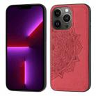 Mandala Embossed Cloth Cover PC + TPU Case with Magnetic Function and Hand Strap For iPhone 13 Pro(Red) - 1