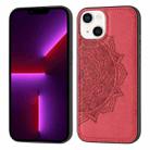 Mandala Embossed Cloth Cover PC + TPU Case with Magnetic Function and Hand Strap For iPhone 13(Red) - 1