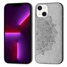 Mandala Embossed Cloth Cover PC + TPU Case with Magnetic Function and Hand Strap For iPhone 13(Grey) - 1