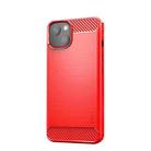 MOFI Gentleness Series Brushed Texture Carbon Fiber Soft TPU Case For iPhone 13 (Red) - 1