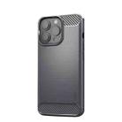 For iPhone 13 Pro Max MOFI Gentleness Series Brushed Texture Carbon Fiber Soft TPU Case  (Gray) - 1