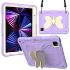 PC + Silicone Anti-drop Tablet Tablet Case with Butterfly Holder & Pen Slot for iPad Pro 11 2018 & 2020 & 2021 & Air 2020 10.9(Gream+Raro Purple) - 1