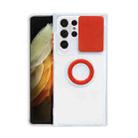 For Samsung Galaxy S22 5G Sliding Camera Cover TPU Protective Case with Ring Holder(Red) - 1