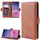 Dual-side Magnetic Buckle Horizontal Flip Leather Case for Galaxy S10 Plus, with Holder & Card Slots & Wallet & Photo Frame(Brown) - 1