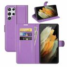 For Samsung Galaxy S22 Ultra 5G Litchi Texture Horizontal Flip Protective Case with Holder & Card Slots & Wallet(Purple) - 1