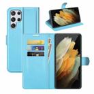 For Samsung Galaxy S22 Ultra 5G Litchi Texture Horizontal Flip Protective Case with Holder & Card Slots & Wallet(Blue) - 1