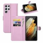 For Samsung Galaxy S22 Ultra 5G Litchi Texture Horizontal Flip Protective Case with Holder & Card Slots & Wallet(Pink) - 1