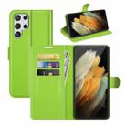 For Samsung Galaxy S22 Ultra 5G Litchi Texture Horizontal Flip Protective Case with Holder & Card Slots & Wallet(Green) - 1