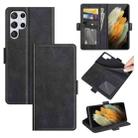 For Samsung Galaxy S22 Ultra 5G Dual-side Magnetic Buckle Horizontal Flip Leather Case with Holder & Card Slots & Wallet(Black) - 1