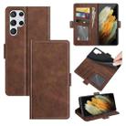 For Samsung Galaxy S22 Ultra 5G Dual-side Magnetic Buckle Horizontal Flip Leather Case with Holder & Card Slots & Wallet(Brown) - 1