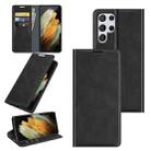 For Samsung Galaxy S22 Ultra 5G Retro-skin Business Magnetic Suction Leather Case with Holder & Card Slots & Wallet(Black) - 1