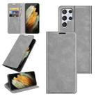 For Samsung Galaxy S22 Ultra 5G Retro-skin Business Magnetic Suction Leather Case with Holder & Card Slots & Wallet(Grey) - 1