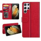 For Samsung Galaxy S22 Ultra 5G R64 Texture Single Horizontal Flip Protective Case with Holder & Card Slots & Wallet& Photo Frame(Red) - 1