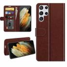For Samsung Galaxy S22 Ultra 5G R64 Texture Single Horizontal Flip Protective Case with Holder & Card Slots & Wallet& Photo Frame(Brown) - 1