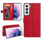 For Samsung Galaxy S22+ 5G R64 Texture Single Horizontal Flip Protective Case with Holder & Card Slots & Wallet& Photo Frame(Red) - 1