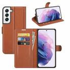 For Samsung S22 Litchi Texture Horizontal Flip Protective Case with Holder & Card Slots & Wallet(Brown) - 1