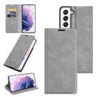 For Samsung Galaxy S22 5G Retro-skin Business Magnetic Suction Leather Case with Holder & Card Slots & Wallet(Grey) - 1