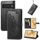 For Google Pixel 6 Mandala Embossing Pattern Horizontal Flip Leather Case with Holder & Card Slots & Wallet & Lanyard(Black) - 1