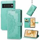 For Google Pixel 6 Mandala Embossing Pattern Horizontal Flip Leather Case with Holder & Card Slots & Wallet & Lanyard(Green) - 1