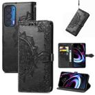 For Motorola Edge 2021 Mandala Embossing Pattern Horizontal Flip Leather Case with Holder & Card Slots & Wallet & Lanyard(Black) - 1