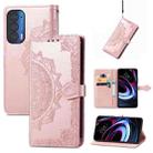 For Motorola Edge 2021 Mandala Embossing Pattern Horizontal Flip Leather Case with Holder & Card Slots & Wallet & Lanyard(Rose Gold) - 1