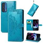 For Motorola Edge 2021 Mandala Embossing Pattern Horizontal Flip Leather Case with Holder & Card Slots & Wallet & Lanyard(Blue) - 1