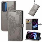 For Motorola Edge 2021 Mandala Embossing Pattern Horizontal Flip Leather Case with Holder & Card Slots & Wallet & Lanyard(Gray) - 1