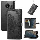 For Nokia C20 Mandala Embossing Pattern Horizontal Flip Leather Case with Holder & Card Slots & Wallet & Lanyard(Black) - 1