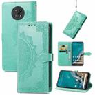 For Nokia G50 Mandala Embossing Pattern Horizontal Flip Leather Case with Holder & Card Slots & Wallet & Lanyard(Green) - 1