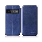 For Google Pixel 6 Pro Integrated Voltage Retro Texture Magnetic Leather Case with Card Slot & Holder(Blue) - 1