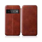 For Google Pixel 6 Pro Integrated Voltage Retro Texture Magnetic Leather Case with Card Slot & Holder(Brwon) - 1
