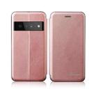 For Google Pixel 6 Pro Integrated Voltage Retro Texture Magnetic Leather Case with Card Slot & Holder(Rose Gold) - 1