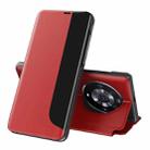 For Honor Magic3 Pro Side Display Magnetic Shockproof Horizontal Flip Leather Case with Holder & Sleep / Wake-up Function(Red) - 1