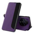 For Honor Magic3 Pro+ Side Display Magnetic Shockproof Horizontal Flip Leather Case with Holder & Sleep / Wake-up Function(Purple) - 1