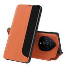 For Honor Magic3 Pro+ Side Display Magnetic Shockproof Horizontal Flip Leather Case with Holder & Sleep / Wake-up Function(Orange) - 1