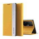 For Xiaomi Mi 11T / 11T Pro Side Electroplated Magnetic Ultra-Thin Horizontal Flip Leather Case with Holder(Yellow) - 1