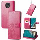 For Nokia G50 Four-leaf Clasp Embossed Leather Case with Lanyard & Card Slots & Wallet & Holder(Magenta) - 1