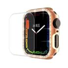 ENKAY Hat-Prince Electroplate PC Diamond Watch Case + Full Coverage Curved PET Screen Protector Film For Apple Watch Series 8 / 7 45mm(Rose Gold) - 1